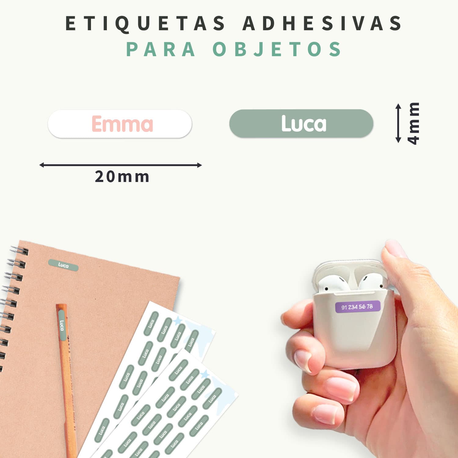 Mini XS etiquetas