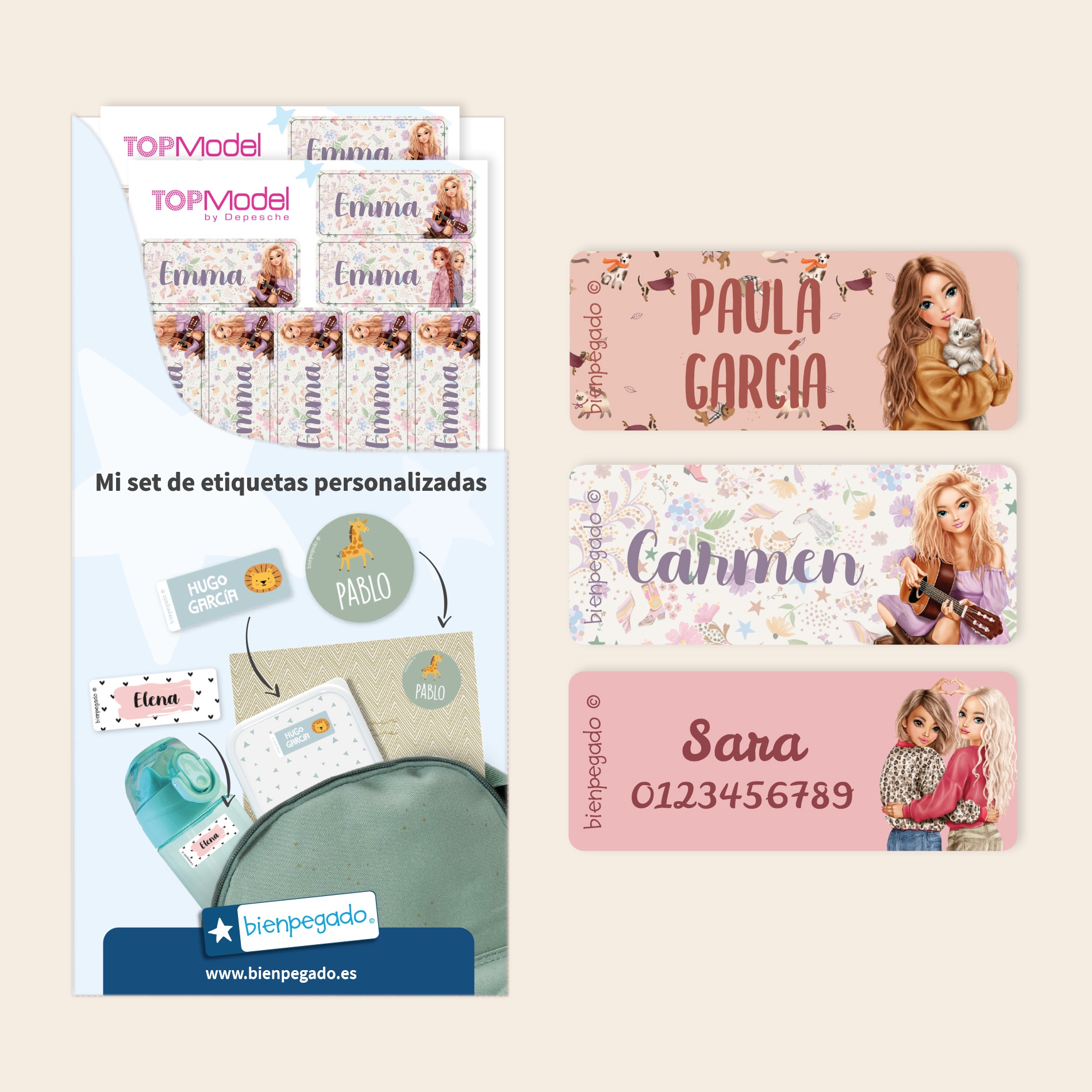 Etiquetas personalizadas TOPModel pequeñas