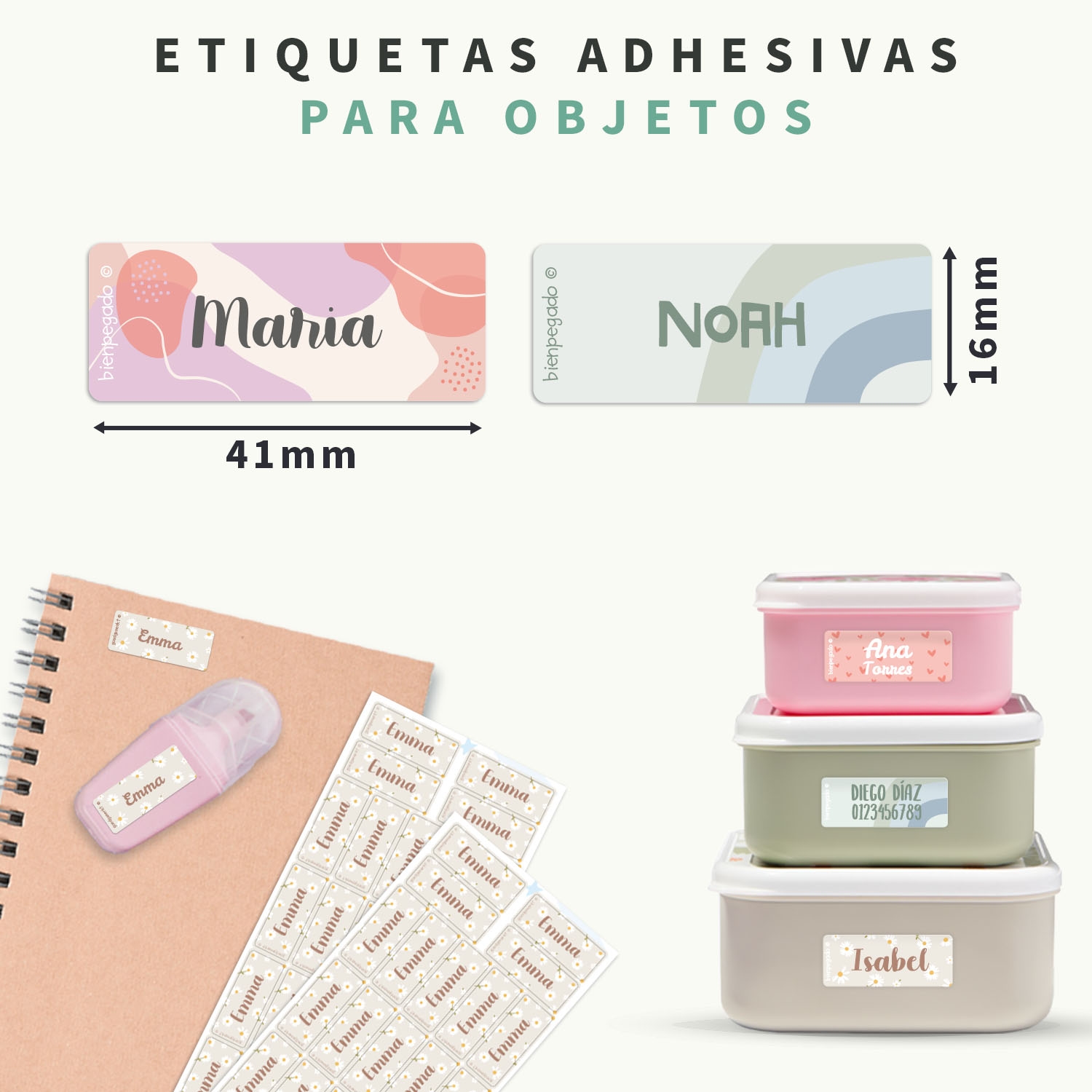 Etiquetas personalizadas con diseño pequeñas