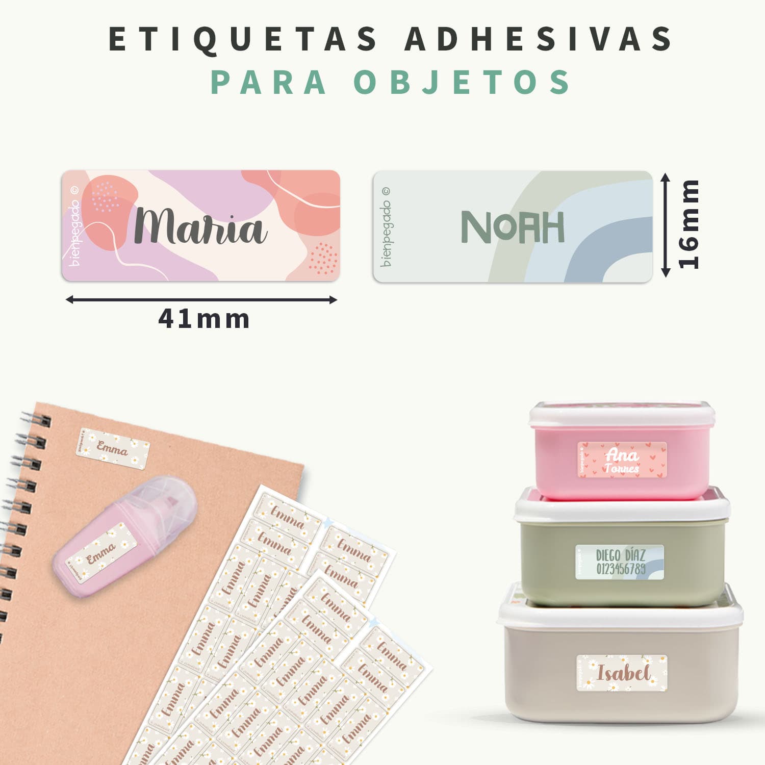 Etiquetas personalizadas con diseño pequeñas