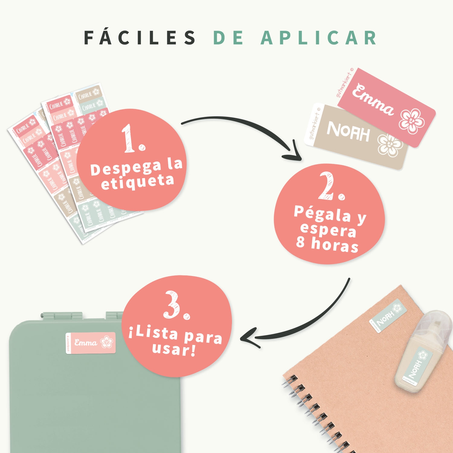 Etiquetas adhesivas personalizadas pequeñas – Multicolor
