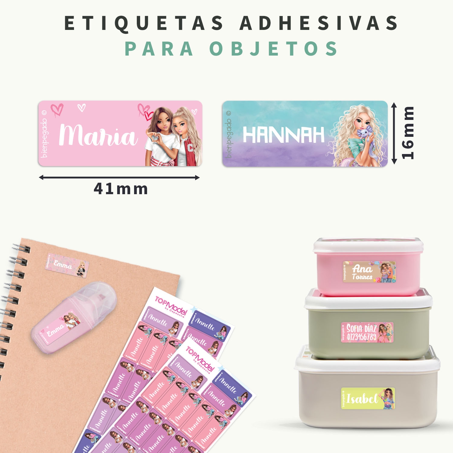 Etiquetas personalizadas TOPModel pequeñas