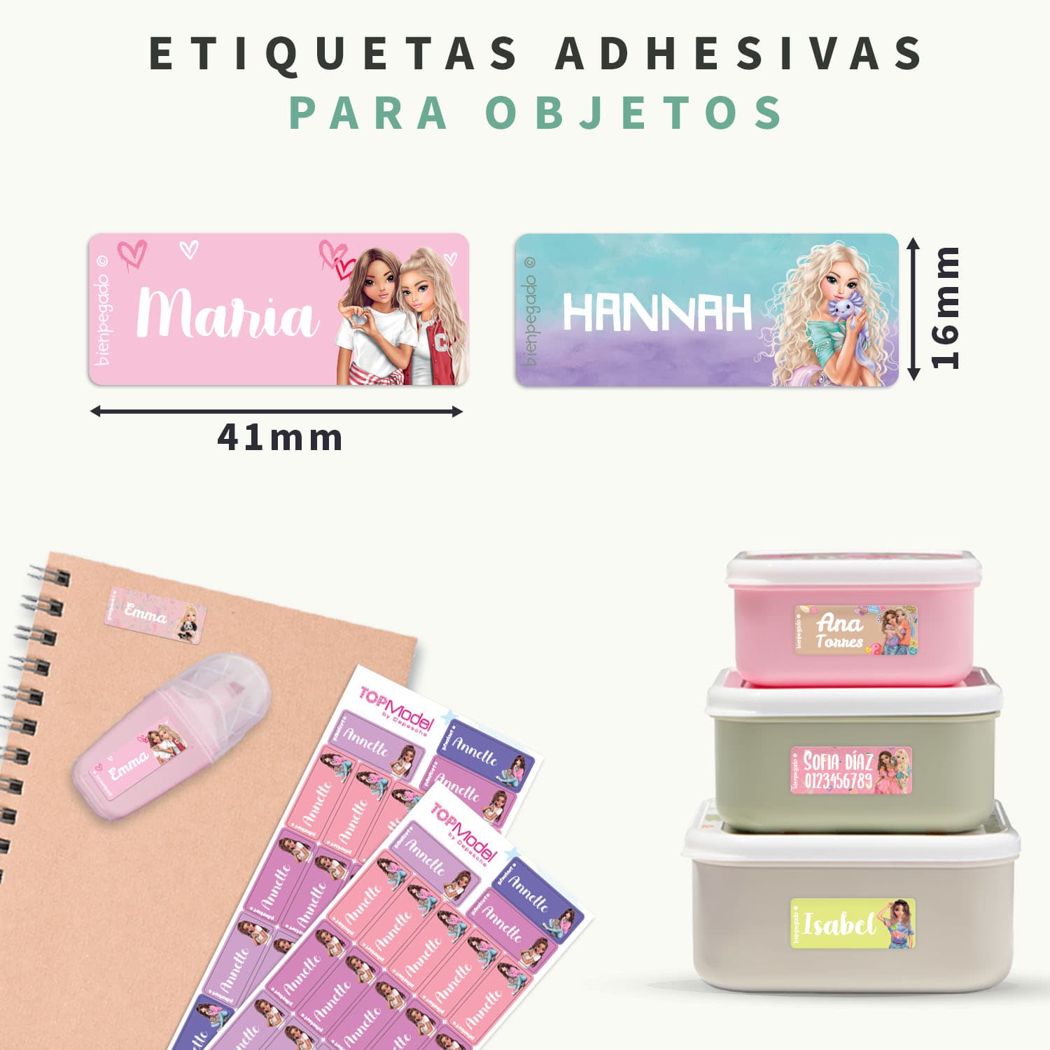 Etiquetas personalizadas TOPModel pequeñas
