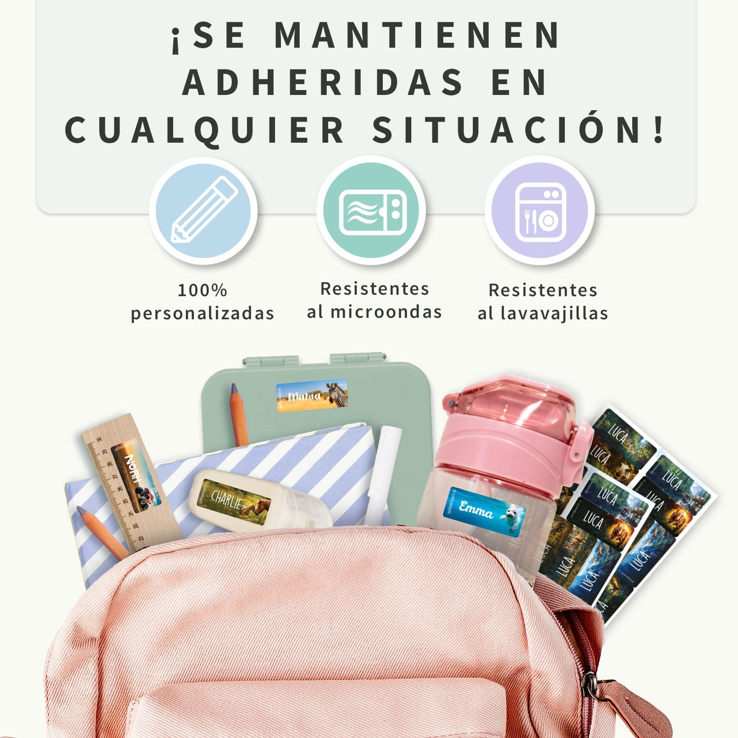 Etiquetas personalizadas Mundo Real pequeñas