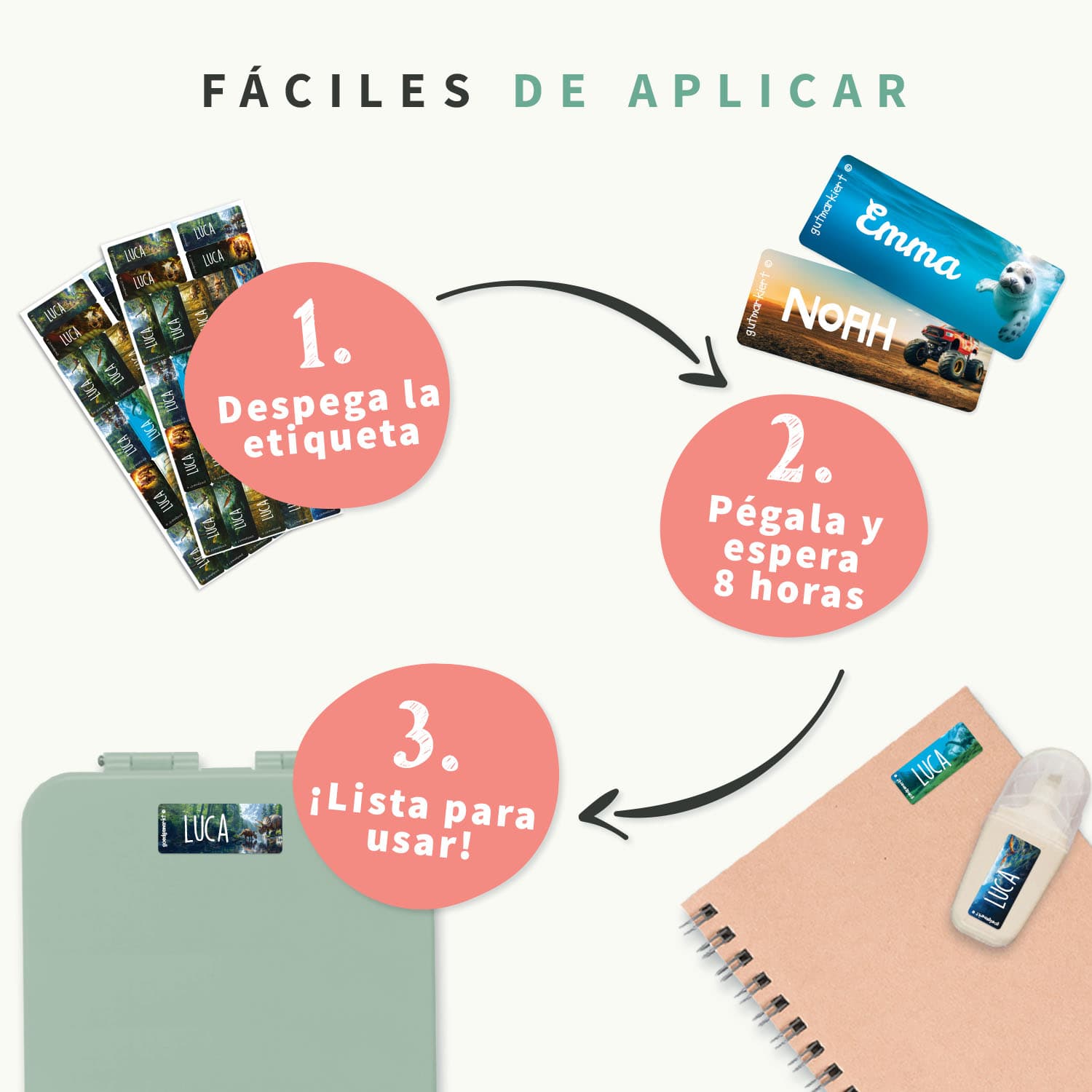 Etiquetas personalizadas Mundo Real pequeñas