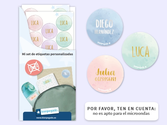Etiquetas redondas personalizadas en dorado/plateado con diseño de acuarela