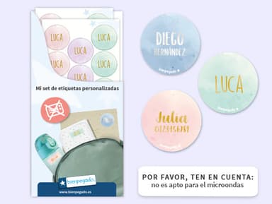 Etiquetas redondas personalizadas en dorado/plateado con diseño de acuarela