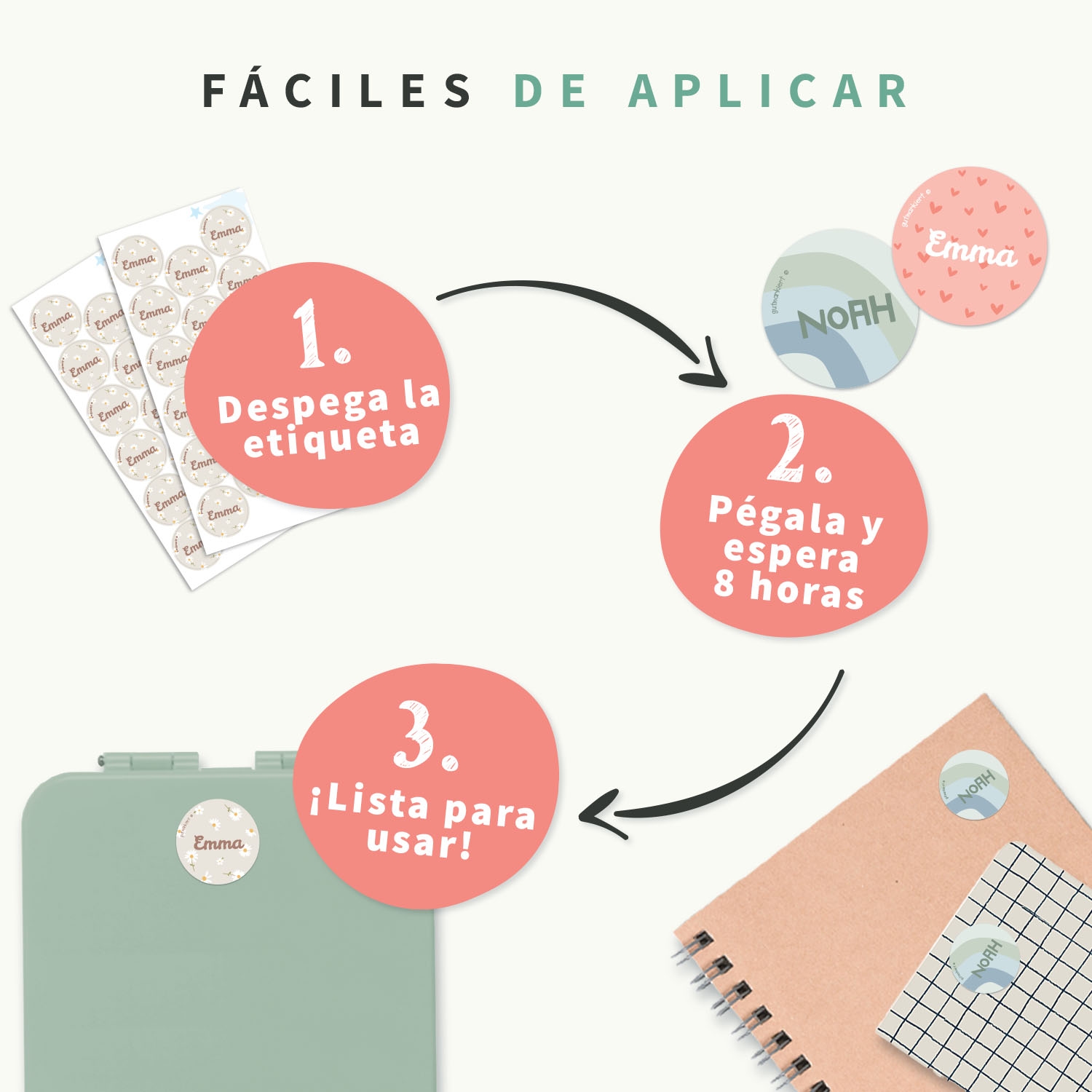 Etiquetas personalizadas redondas con diseño