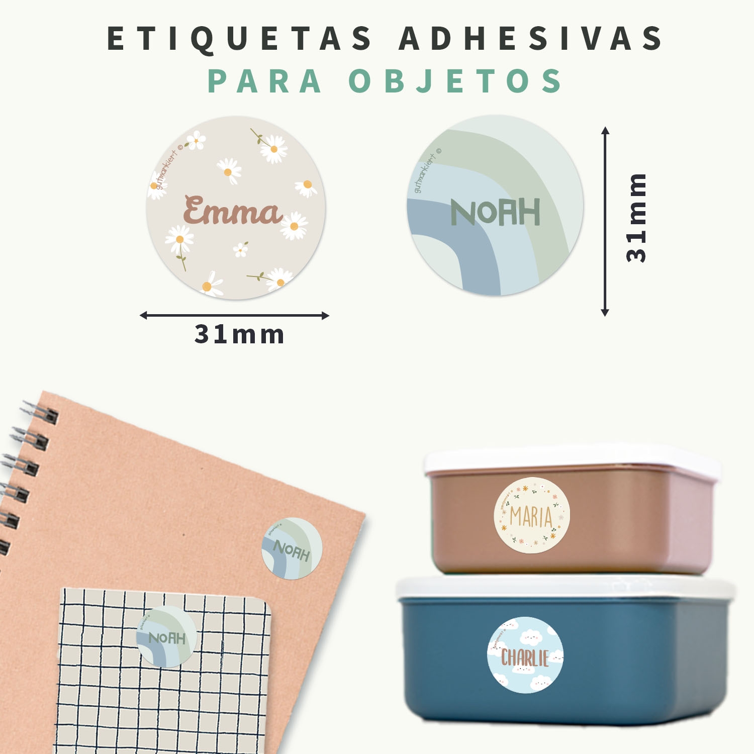 Etiquetas personalizadas redondas con diseño