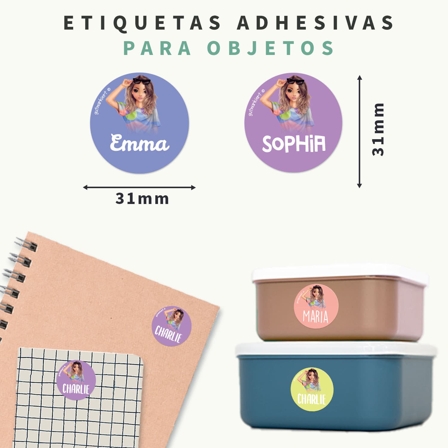 Etiquetas personalizadas redondas TOPModel