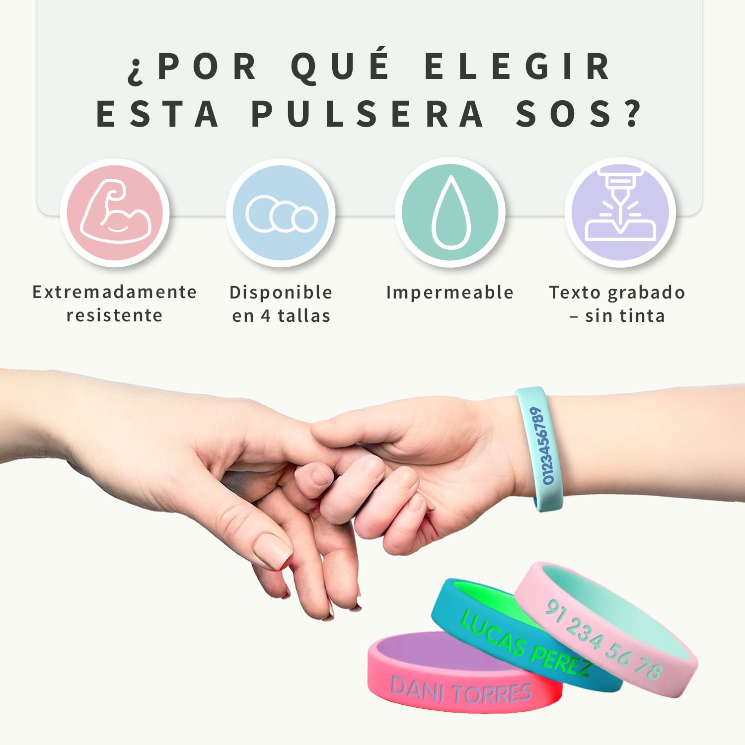 Pulsera personalizada SOS – Bicolor
