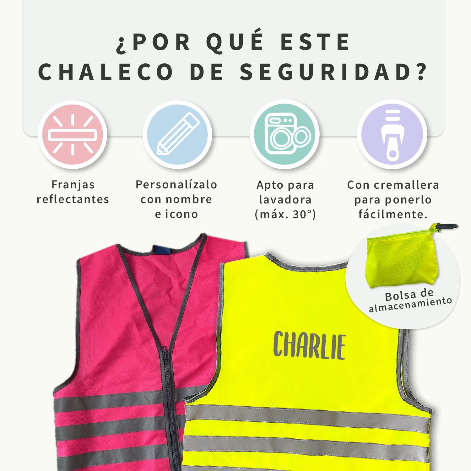 Chaleco de seguridad fluorescente para niños - Básico