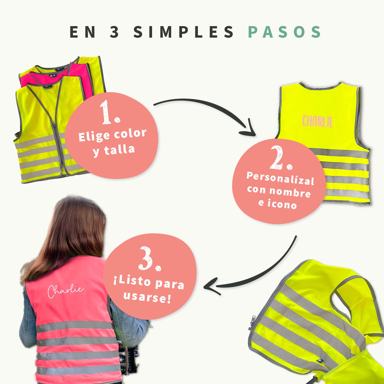 Chaleco de seguridad fluorescente para niños - Básico