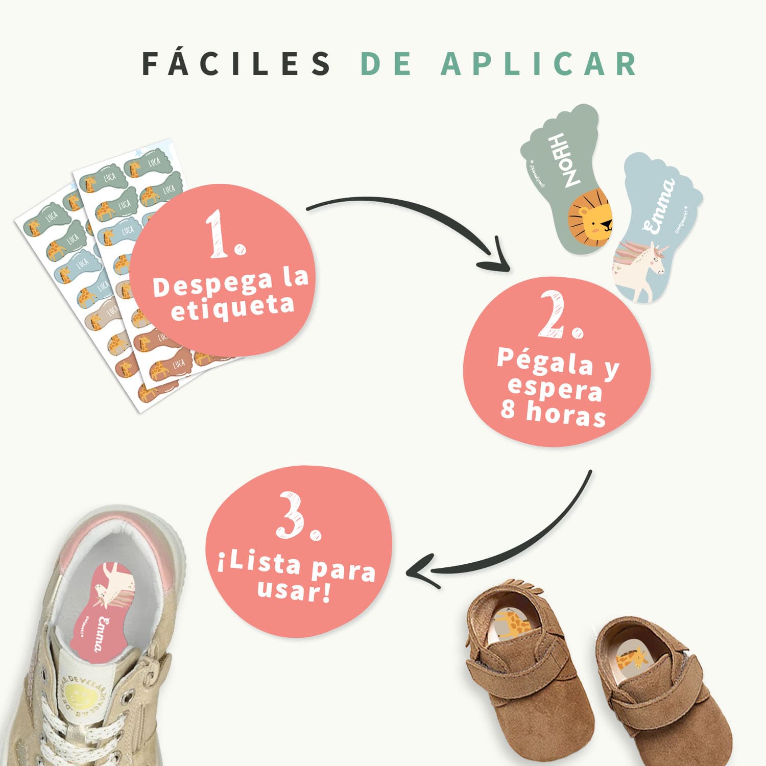 Etiquetas personalizadas para zapatos