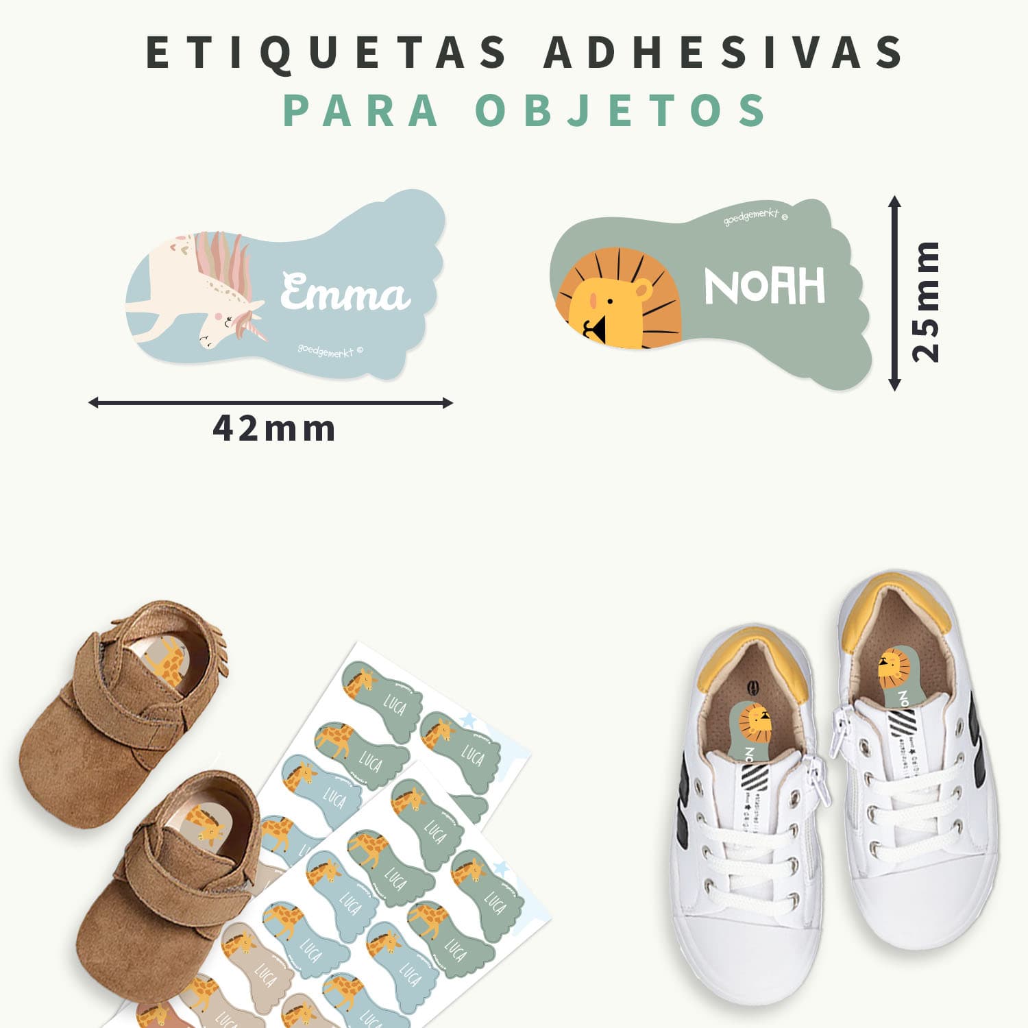 Etiquetas personalizadas para zapatos