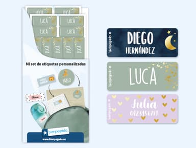 Etiquetas personalizadas pequeñas con impresión dorado