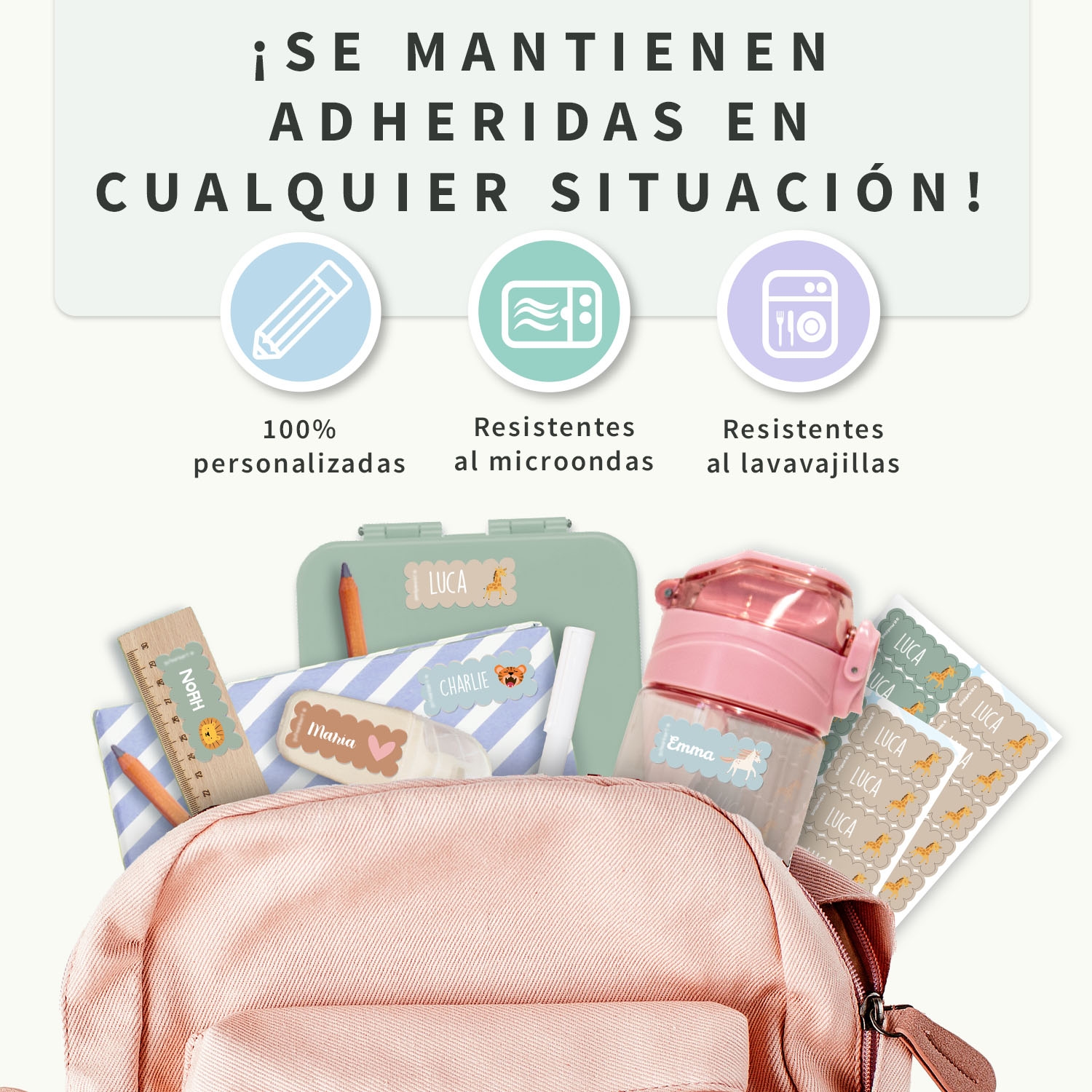 Etiquetas personalizadas onduladas con tema