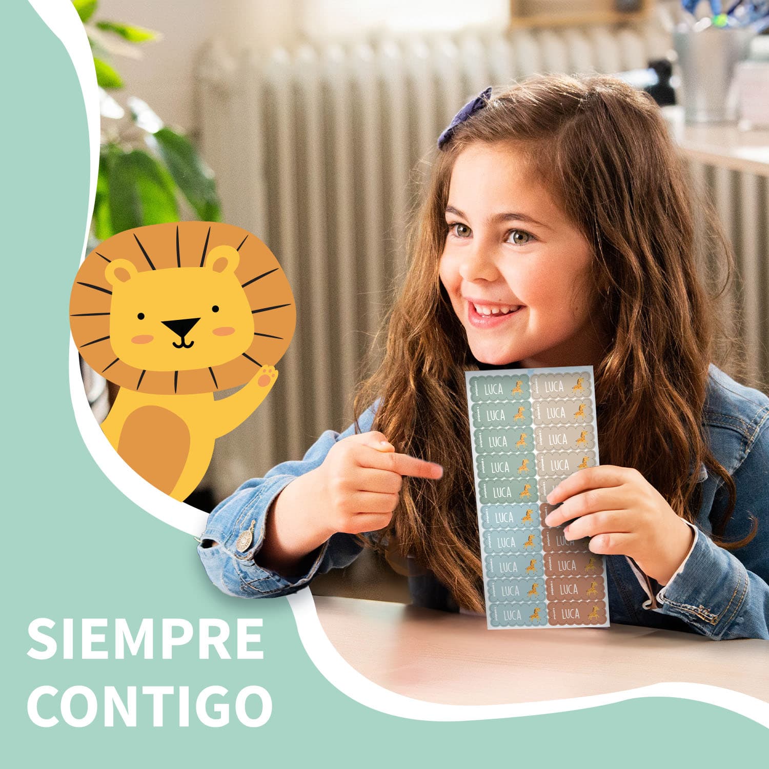 Etiquetas personalizadas onduladas con tema