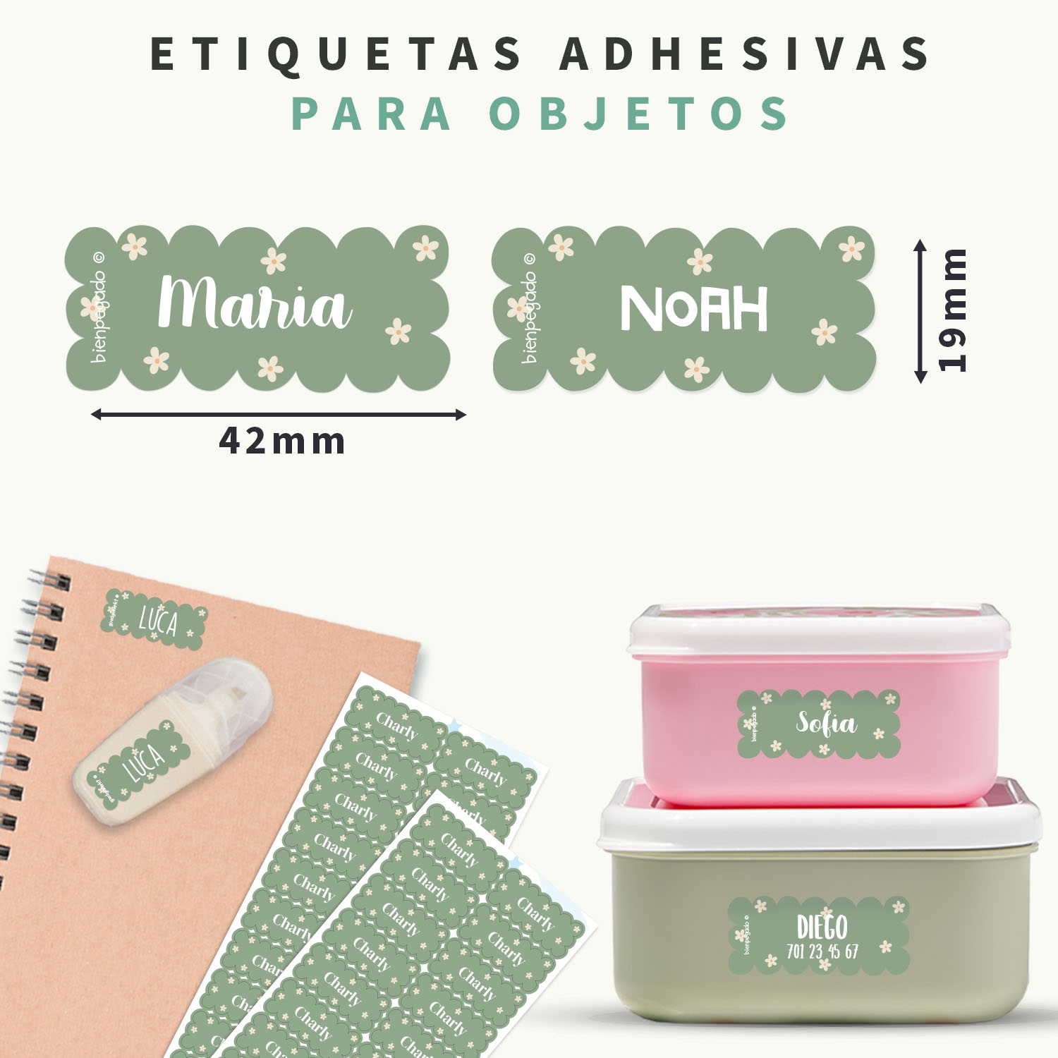 Etiquetas personalizadas onduladas con diseño