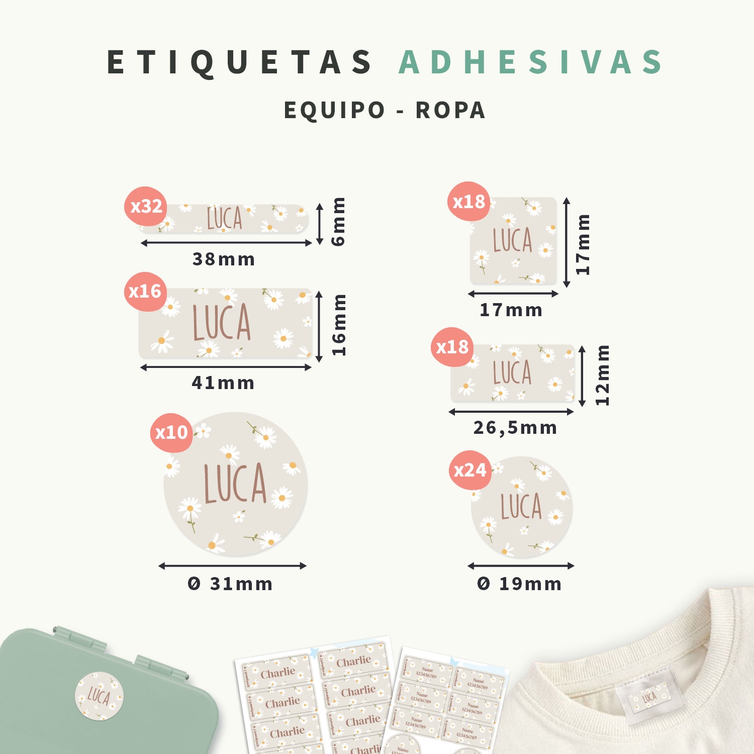 Kit combinado de etiquetas con diseño
