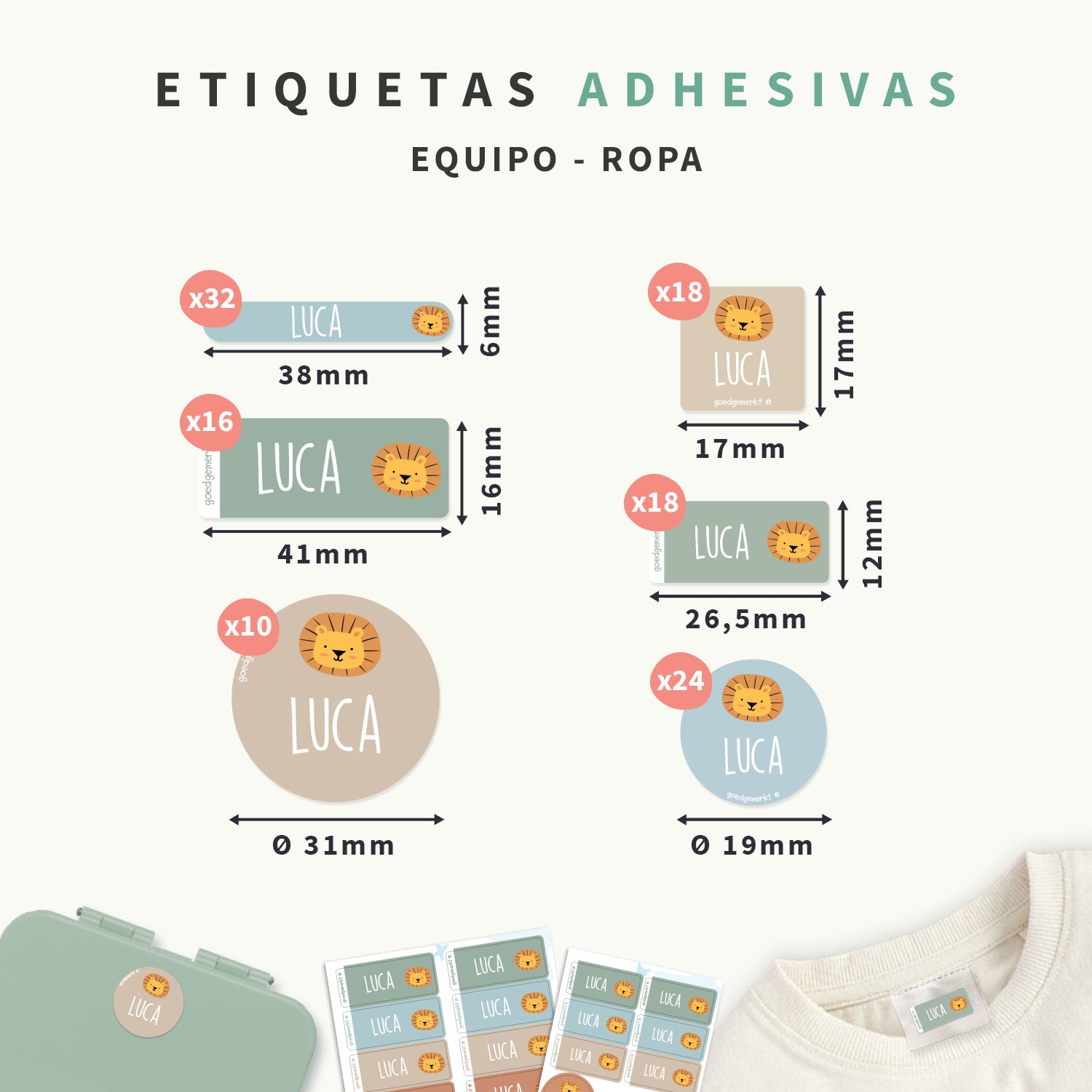 Kit combinado de etiquetas con tema