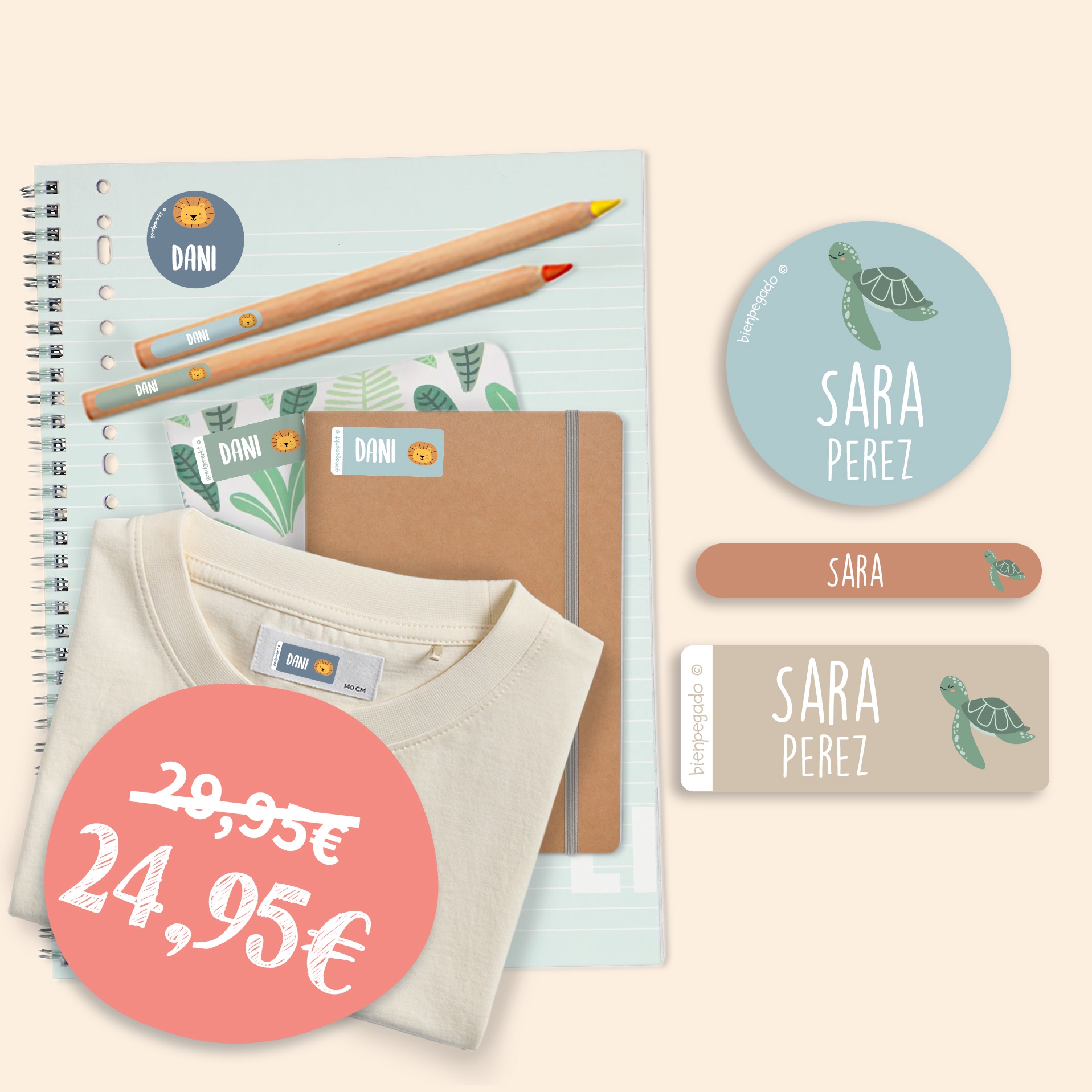 Kit combinado de etiquetas con tema