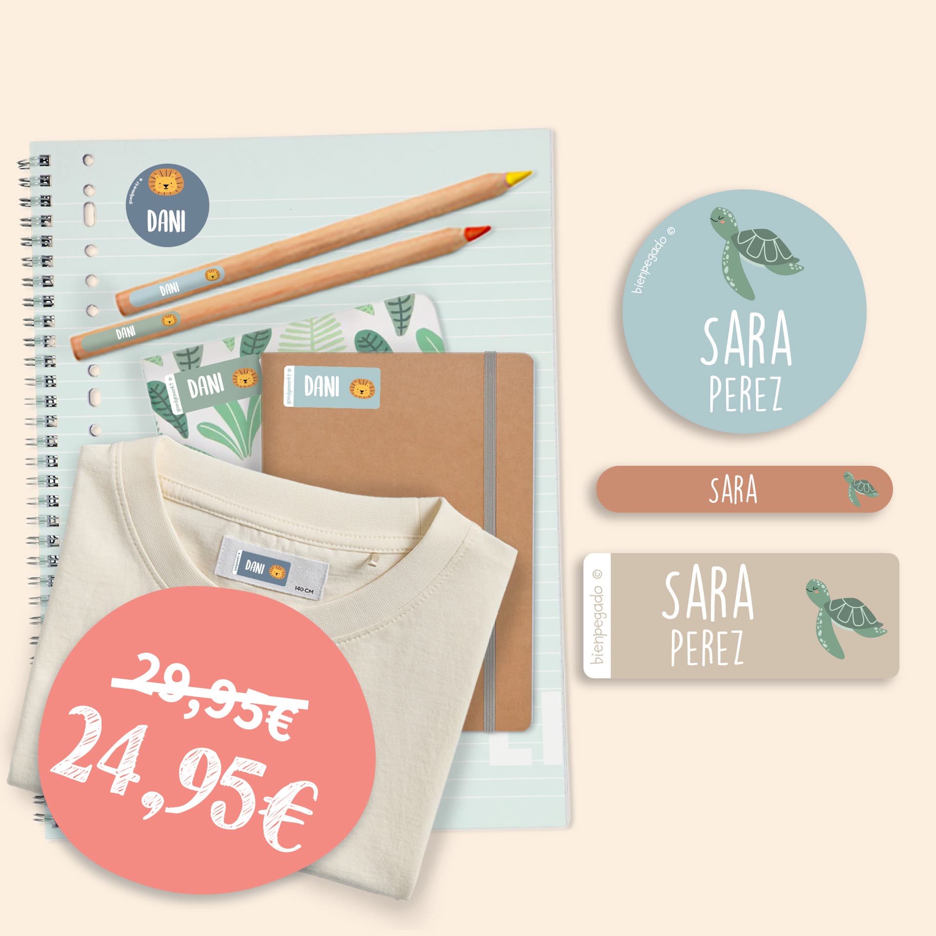 Kit combinado de etiquetas con tema