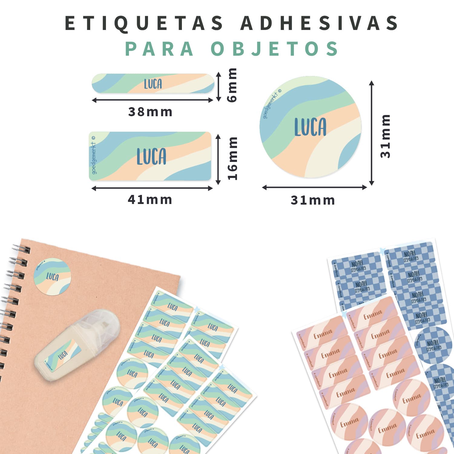 Kit de etiquetas personalizadas con diseño