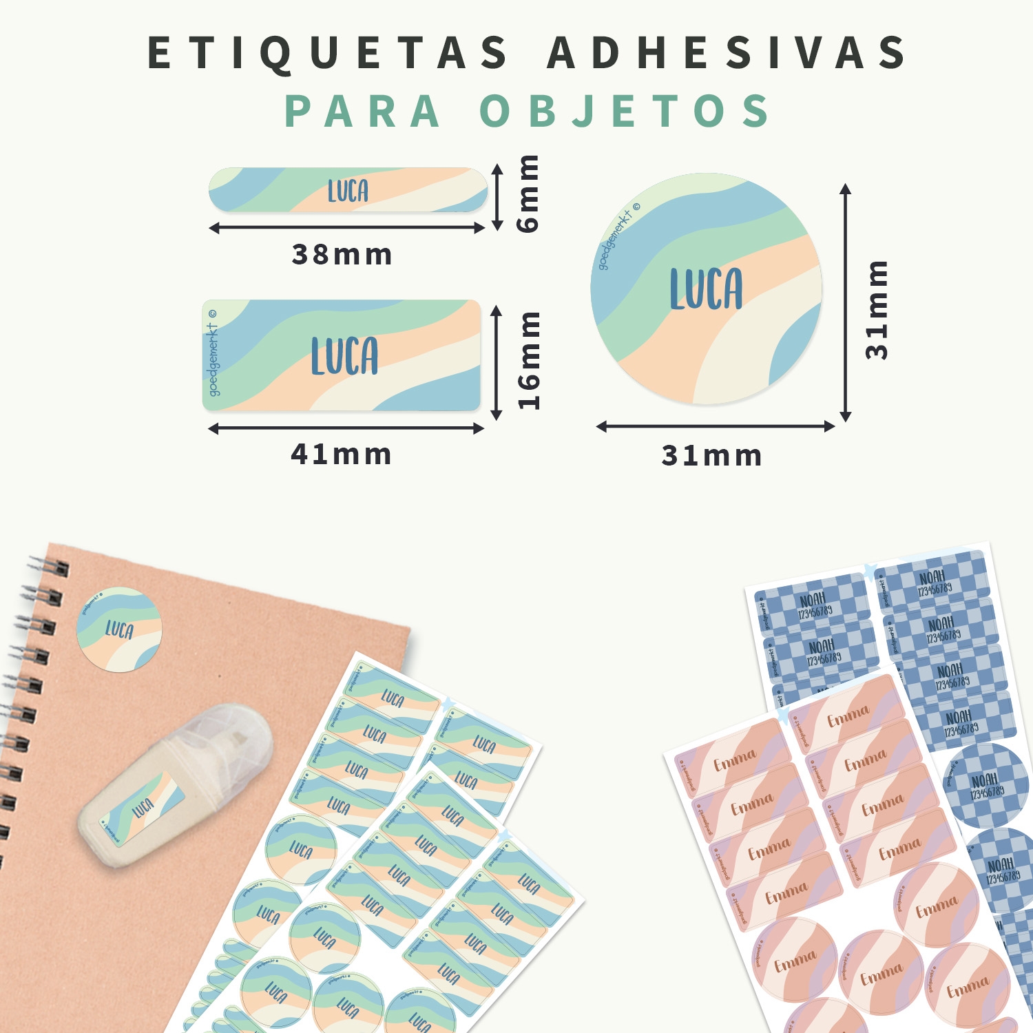 Kit de etiquetas personalizadas con diseño