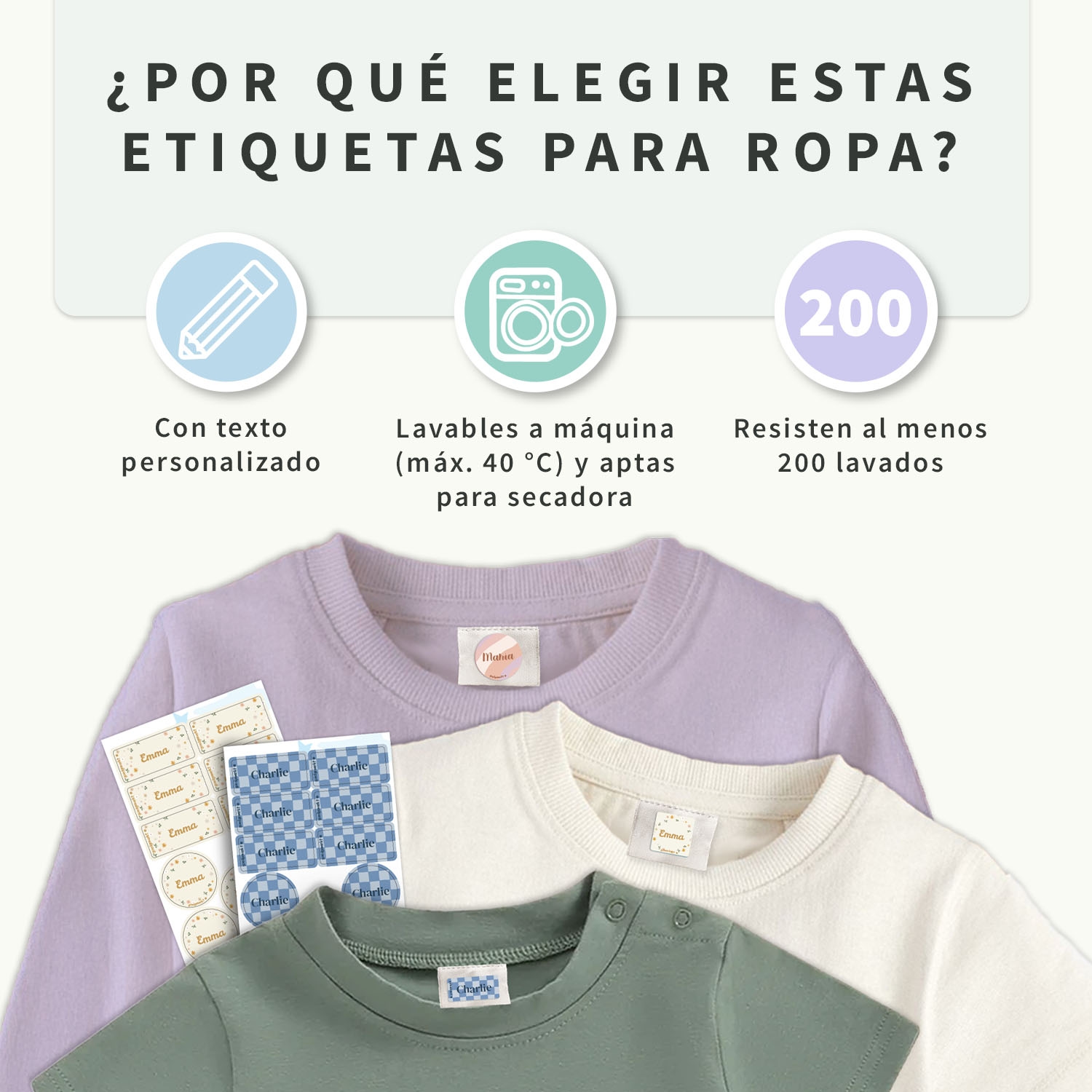 Kit de etiquetas para ropa con diseño