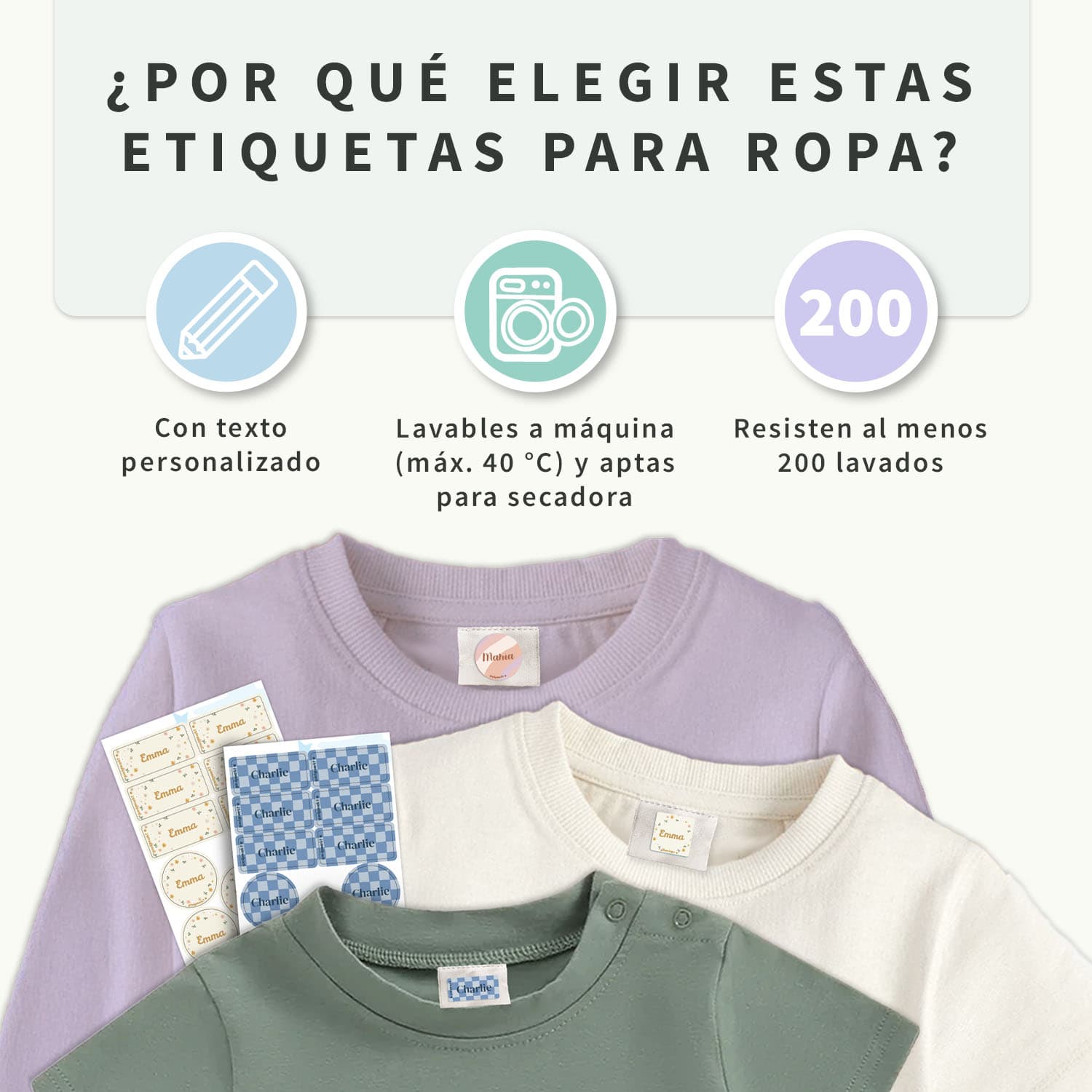 Kit de etiquetas para ropa con diseño