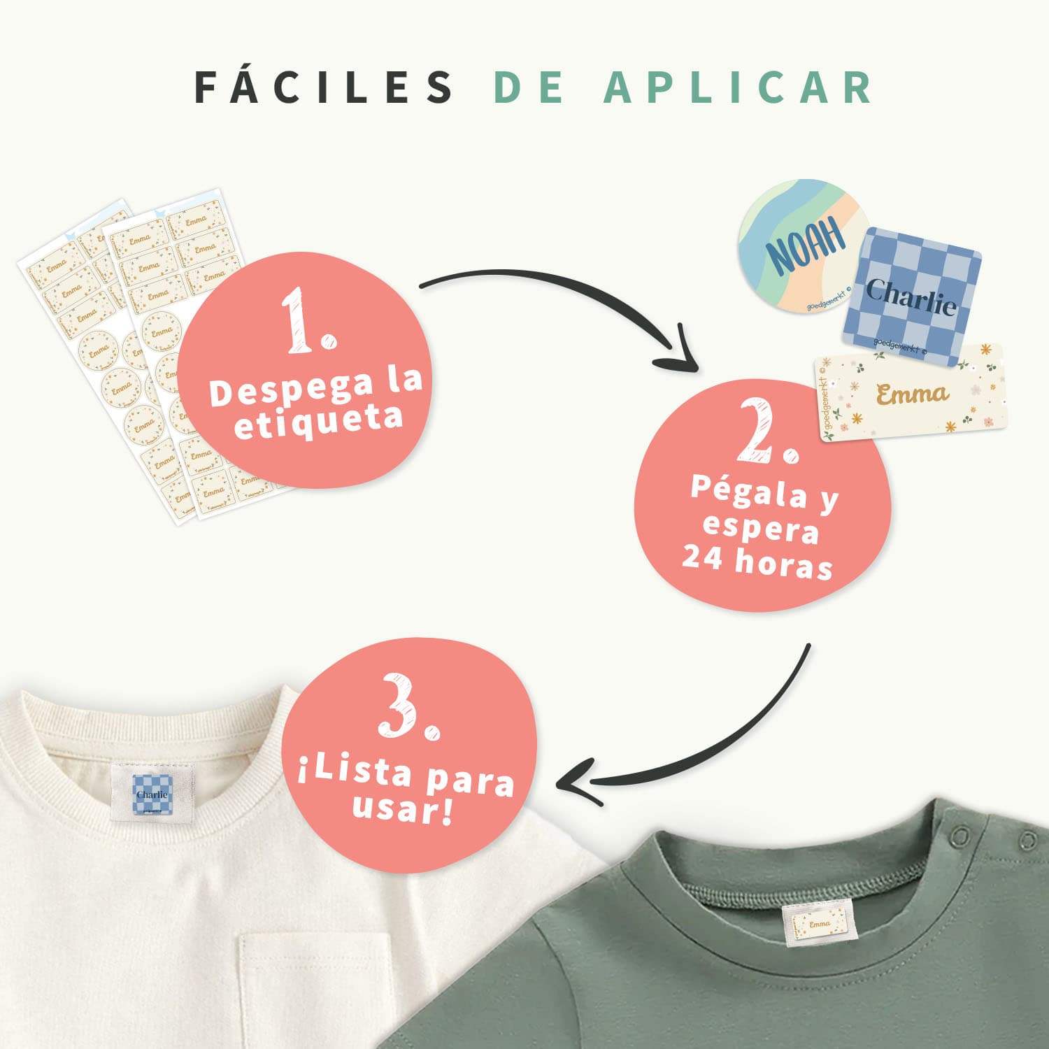 Kit de etiquetas para ropa con diseño
