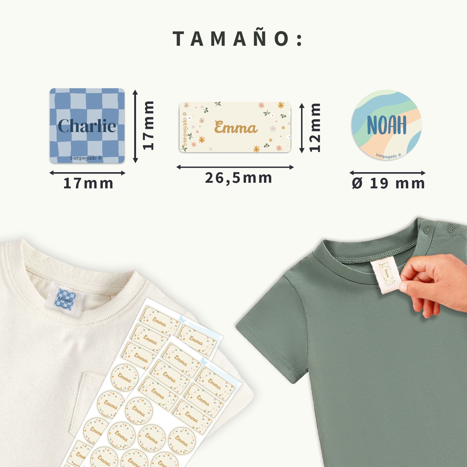 Kit de etiquetas para ropa con diseño