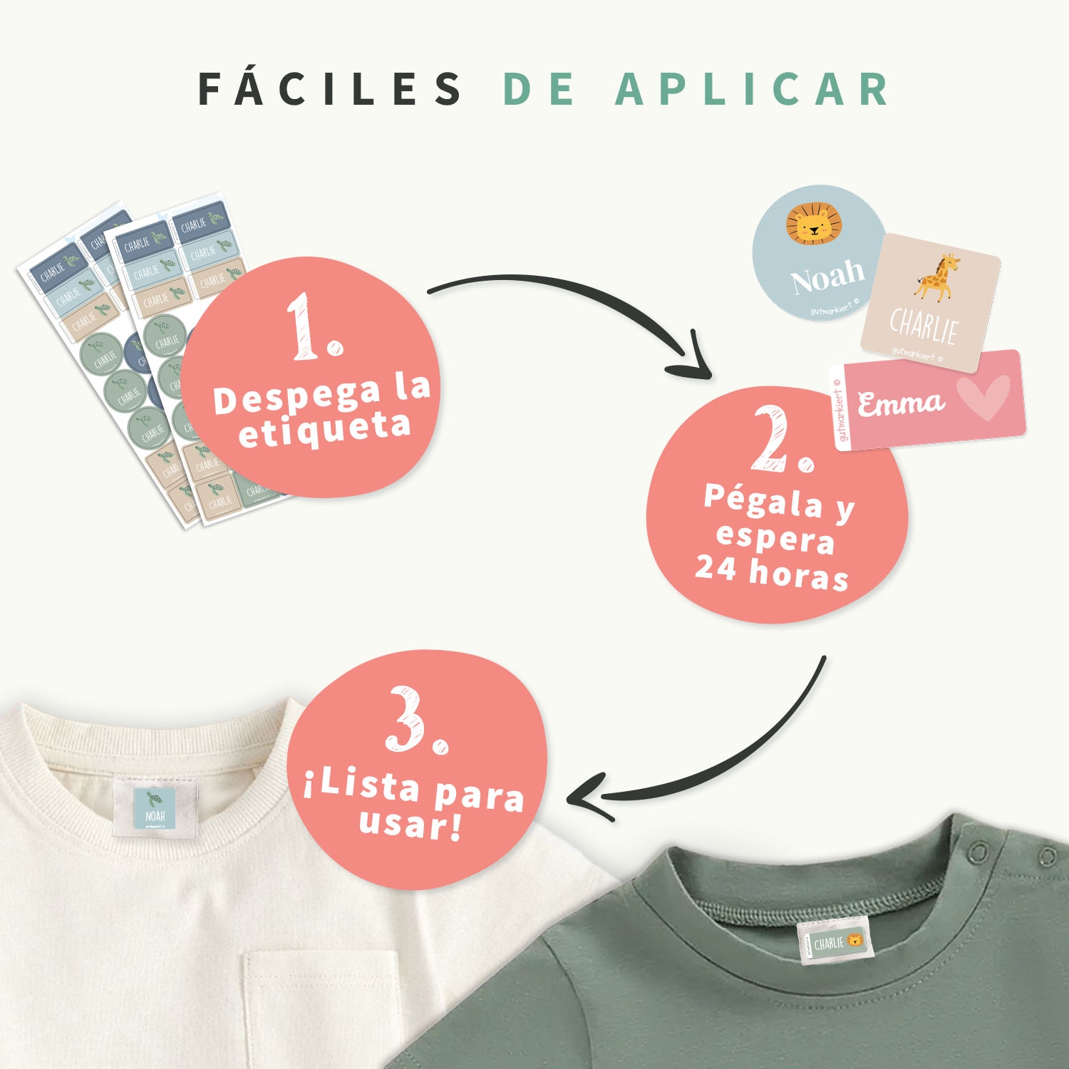 Kit de etiquetas para ropa con tema