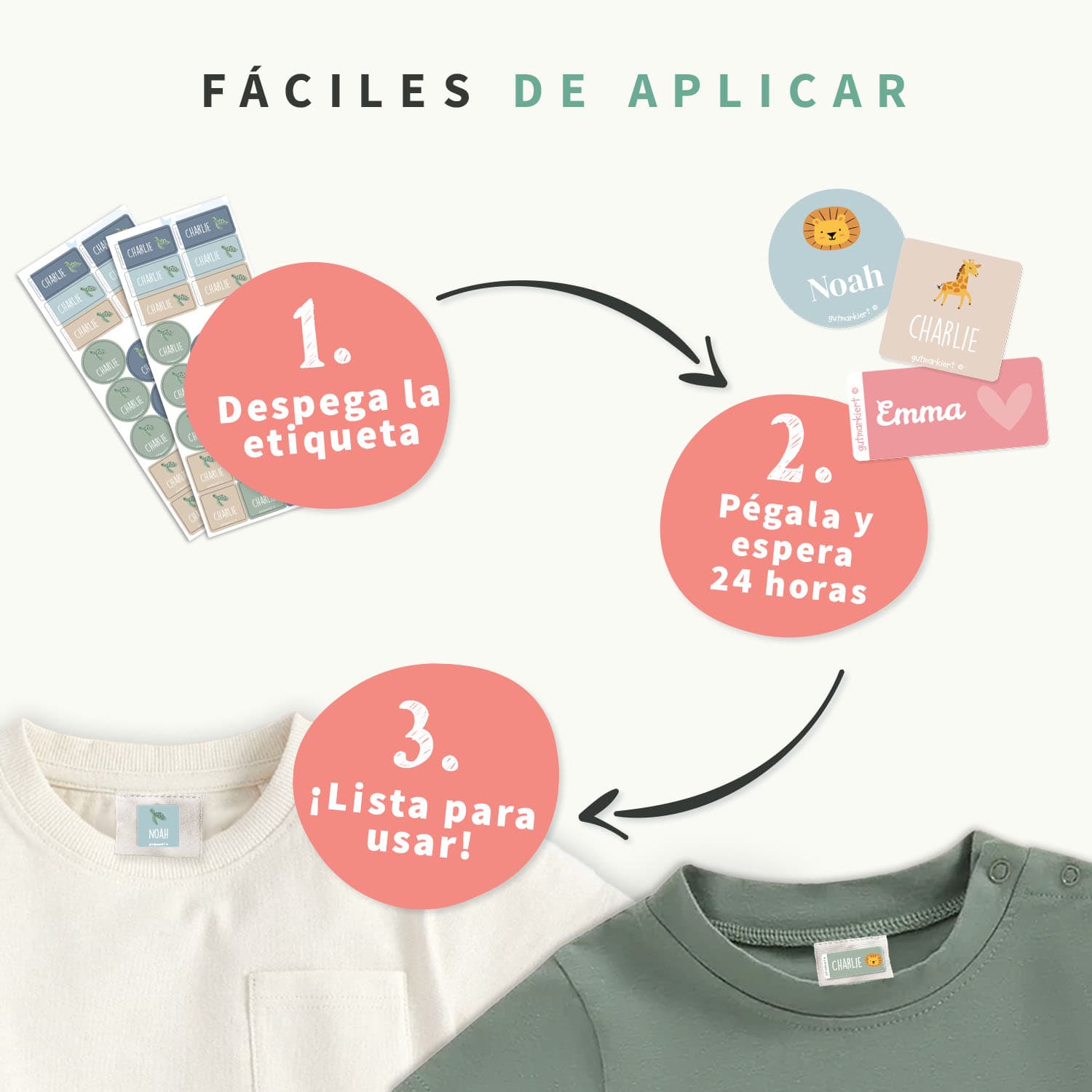Kit de etiquetas para ropa con tema