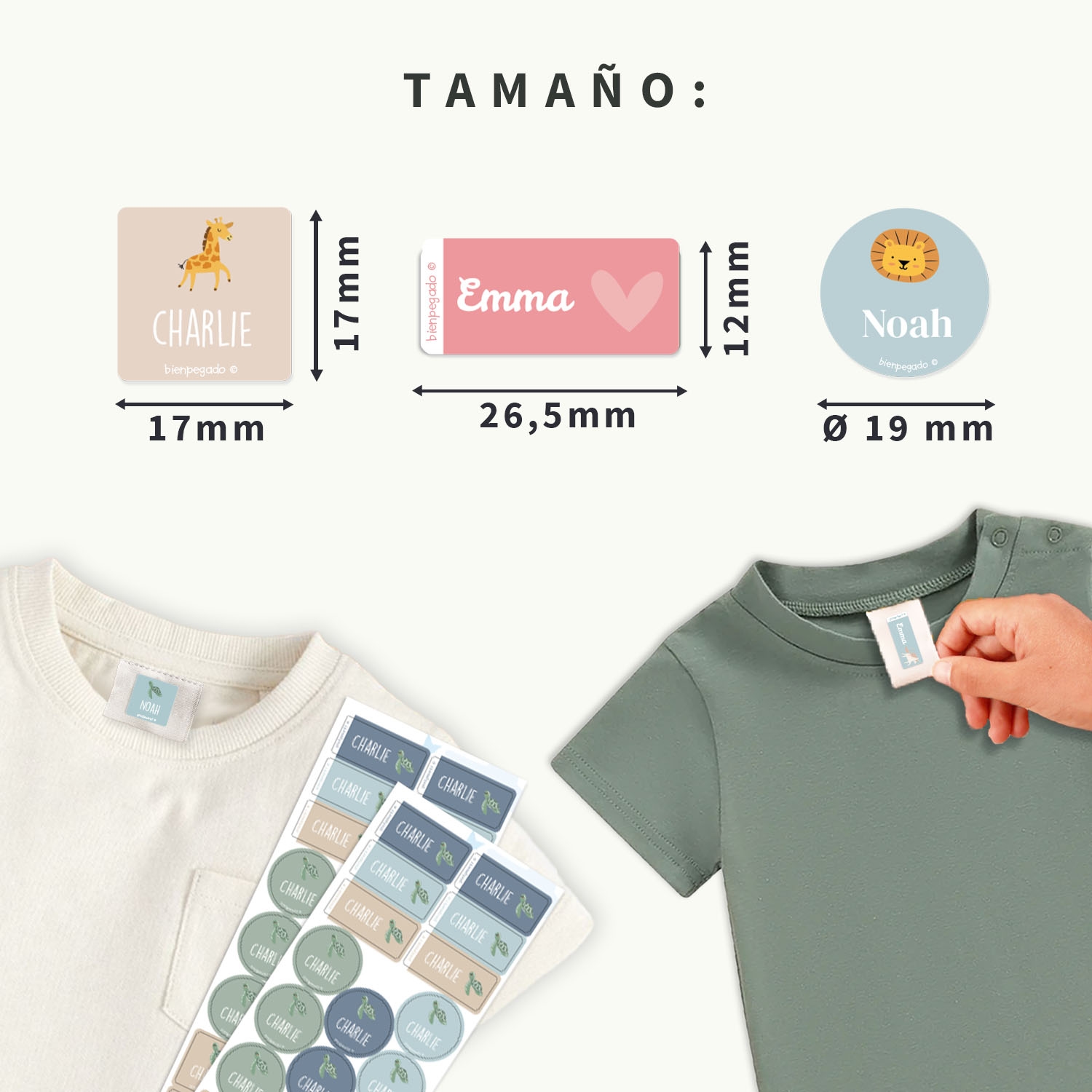 Kit de etiquetas para ropa con tema